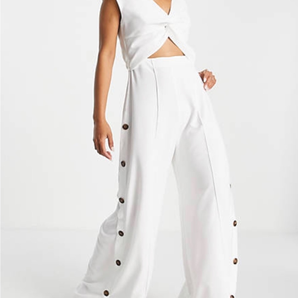 ASOS DESIGN cross over button side wide leg jumpsuit